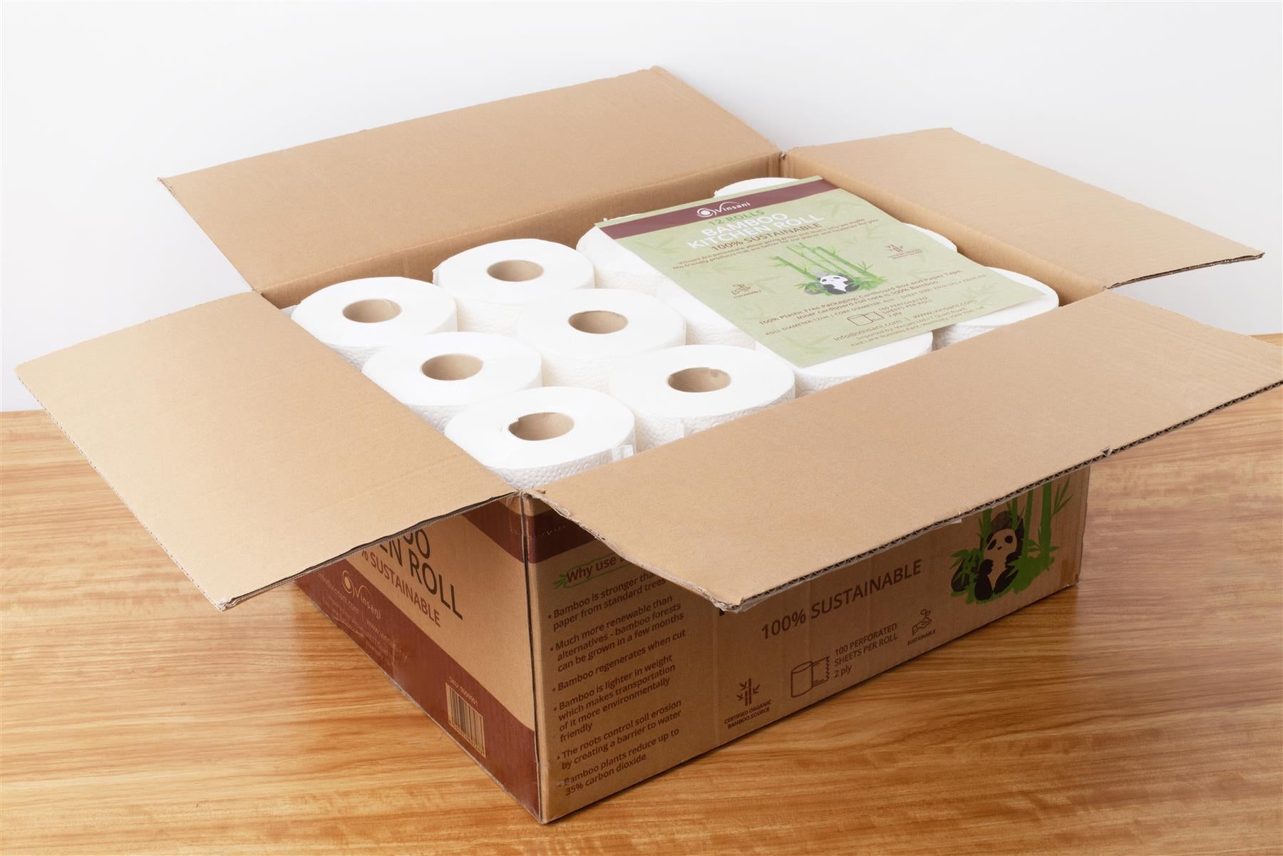 VINSANI BAMBOO KITCHEN ROLL - 12 PACK